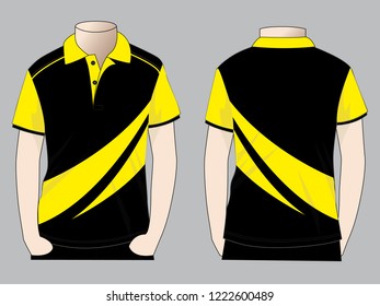 Mens Sport Blackyellow Short Sleeve Polo Stock Vector (Royalty Free ...