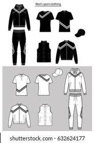 Men's sport collection clothing. Vector.