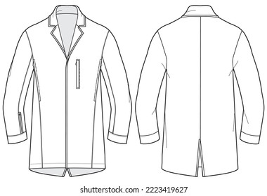 Men's Sports notch lapel Blazer Jacket suit flat sketch fashion illustration technical drawing with front and back view 