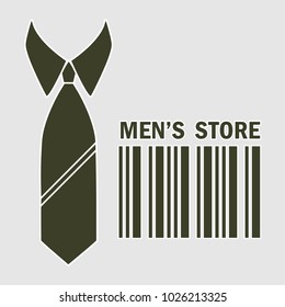 Men's store logo template design with a tie. Vector illustration.