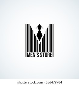 Men's store logo template design with a tie. Vector illustration.