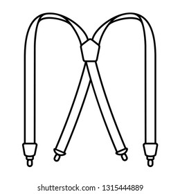 Men's stretch pant suspenders. Vector outline icon isolated on white background.