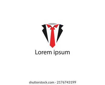 Men's style logo template design with a tie. Vector illustration