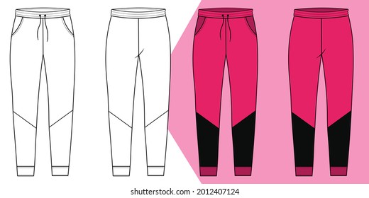 Men's stylish track pant jogger outline vector
