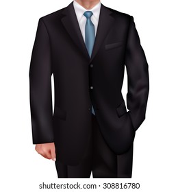 men's suit with a blue tie-style realism backgrounds for invitations, gift cards, business gifts