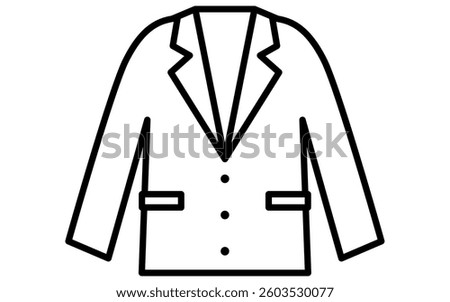 Men's suit jacket, Clothes simple line drawing icon in black and white, Vector Illustration