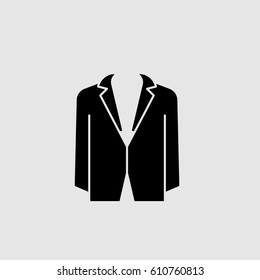 Men's Suit Jacket Vector Icon, The symbol of men's classic jacket. Simple, modern flat vector illustration for mobile app, website or desktop app 