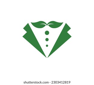 men's suit with a leaf being a tie