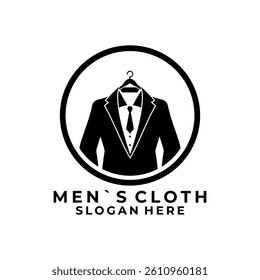 Men's Suit shop logo design vector. Men Cloth logo design icon template
