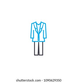 Men's suit vector thin line stroke icon. Men's suit outline illustration, linear sign, symbol concept.