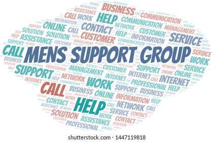 Mens Support Group word cloud vector made with text only