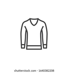 Mens sweater line icon. linear style sign for mobile concept and web design. Long sleeve pullover outline vector icon. Symbol, logo illustration. Vector graphics