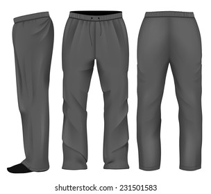 Men's sweatpants black. Vector illustration.