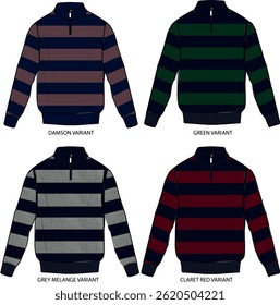 men's sweatshirt design. fashion models, striped patterns, variants and more