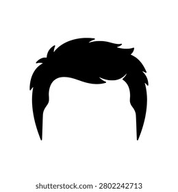 Men's swept tousled hairstyle, solid black silhouette vector illustration
