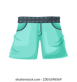 Men's swimming trunks. Blue boxer shorts in cartoon style. Vector illustration isolated on white.