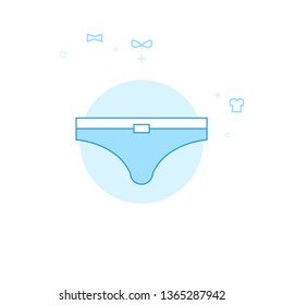 Men's Swimming Trunks Flat Vector Icon. Clothes or Garments, Wear Illustration. Light Flat Style. Blue Monochrome Design. Editable Stroke. Adjust Line Weight.