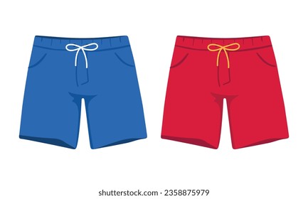 Men's swimming trunks, shorts isolated on white background. Vector illustration