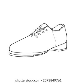 Men's syn's tap dance shoe vector illustration, men's formal leather shoes hand-drawn collection, doodle vector sketch illustration, side view. Isolated on a white background