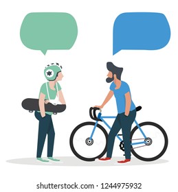 mens talk with speech bubbles