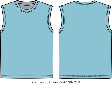 men's tank, fashion flat sketch vector illustration, cad, technical drawing, flat drawing, template, mockup.