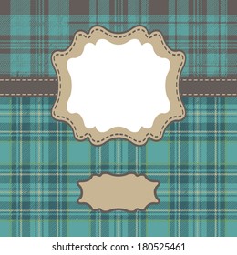 Mens tartan ornament.Label with tape.Can be used for packaging,invitations,template,artwork.Decorative element border.Scottish traditional ornament. Vector illustration.