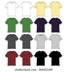 Mens tee drawings in various colors.