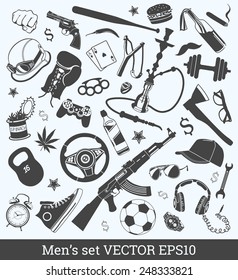 Men's things vector graphic set
