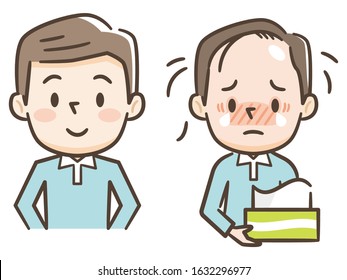 men's thinning hair treatment before after image illustration