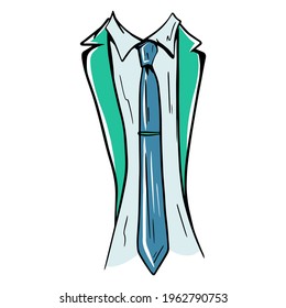 Men's Tie. Classic style. Tailpiece for a suit. Cartoon style. Vector illustration for design and decoration.