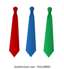 men's ties colorful red green blue vector illustration