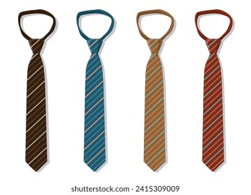 Men's Ties with two colors diagonal stripes, vector illustration isolated on white background, eps