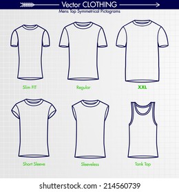  Men's Top. Slim Fit, Regular, XXL, Slim Fit,  Short sleeve, Tank Top. Basic 1 Color Pictograms T-Shirt Collection