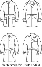 Men's trench coat  Set  Fashion CAD  Vector illustration 