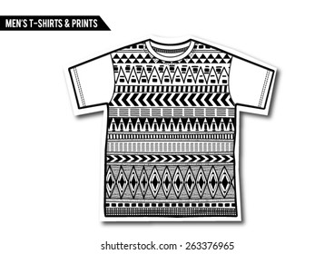 Men's t-shirt with all over tribal pattern in vector
