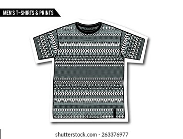 Men's t-shirt with all over tribal pattern in vector
