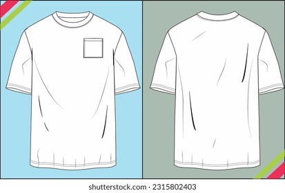 MENS TSHIRT CREW NECK TECHNICAL FASHION FLAT SKETCH