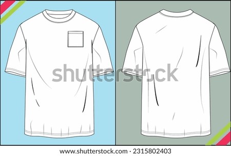 MENS TSHIRT CREW NECK TECHNICAL FASHION FLAT SKETCH