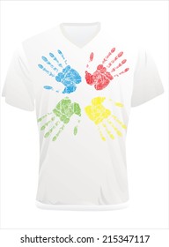 Men's t-shirt design template. Handprint.