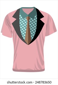 Men's t-shirt design template with  tie