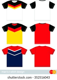Men's t-shirt design template. T-SHIRT in various design and colors, easy to adjust. 
