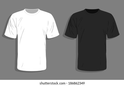 Vector Mockup Template Tshirt Black White Stock Vector (Royalty Free ...