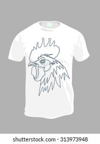 Men's t-shirt design template.Patterned mascot of rooster head