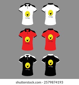 Men's t-shirt in different views with realistic style  and geometric retro traceries on shirts isolated related tags