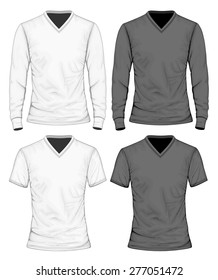 Men's t-shirt long and short sleeve. Vector illustration.