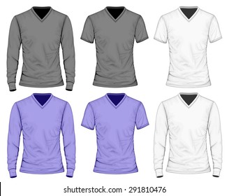 Men's t-shirt long and short sleeve. Vector illustration.