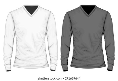 Men's t-shirt long sleeve. Vector illustration.