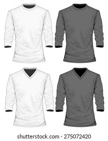 Men's t-shirt long sleeve. Vector illustration.