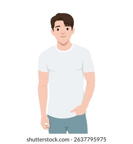Mens TShirt Mockup for Branding or Design Display. Flat vector illustration isolated on white background