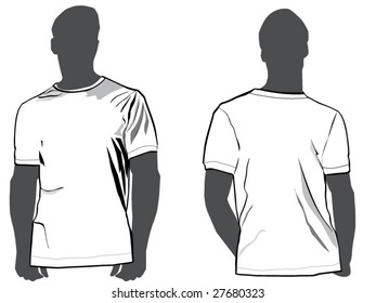 Men's tshirt template with a front and man's silhouette